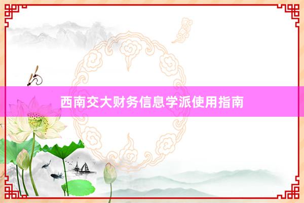 西南交大财务信息学派使用指南
